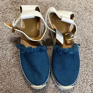 Blue and White Espadrille Sandals